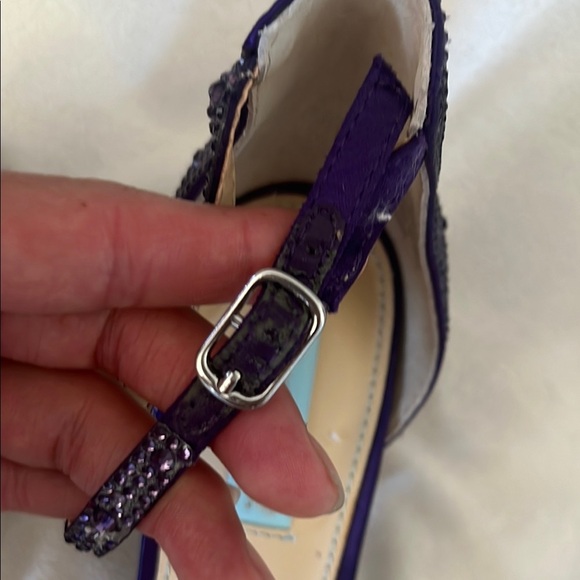 Betsey Johnson Purple Glitter Block Heels - Picture 6 of 9